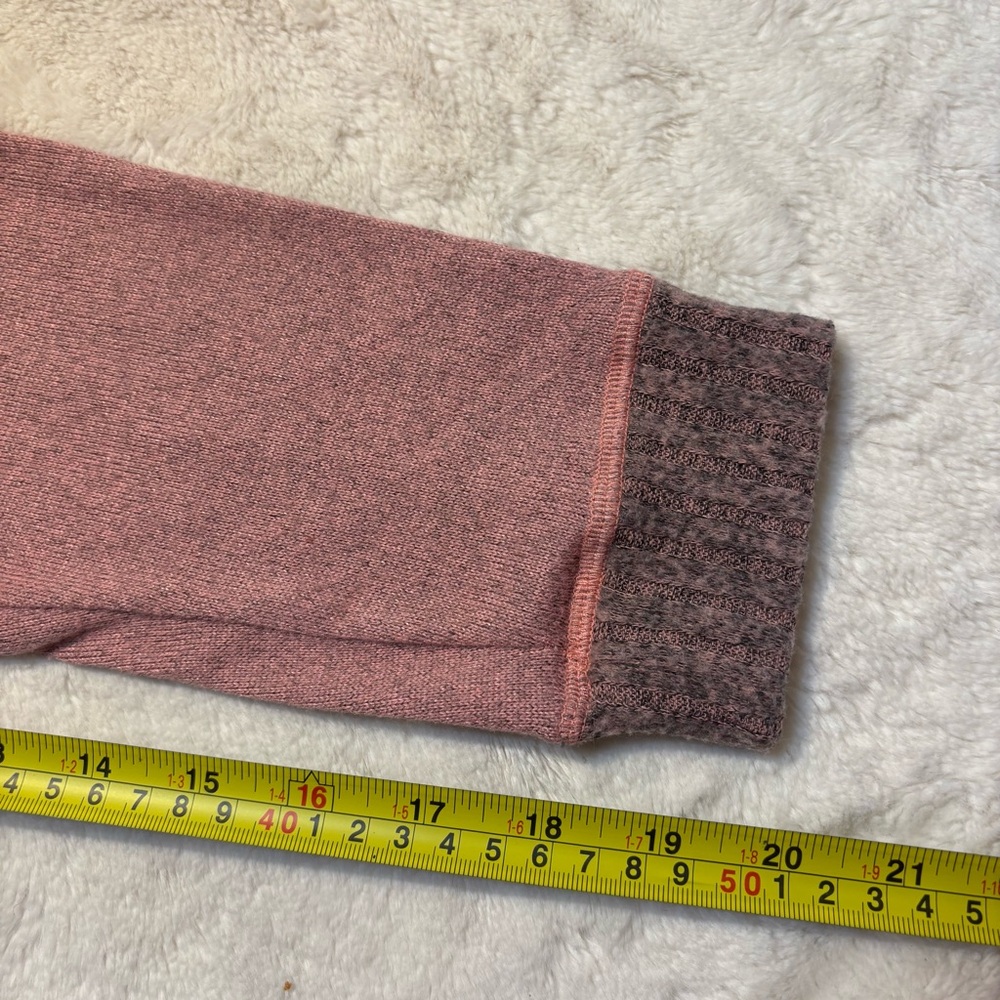 Lucky Brand Top Medium Pink Gray Heathered Knit Long Sleeve Ribbed Cozy Stretch - Picture 14 of 14